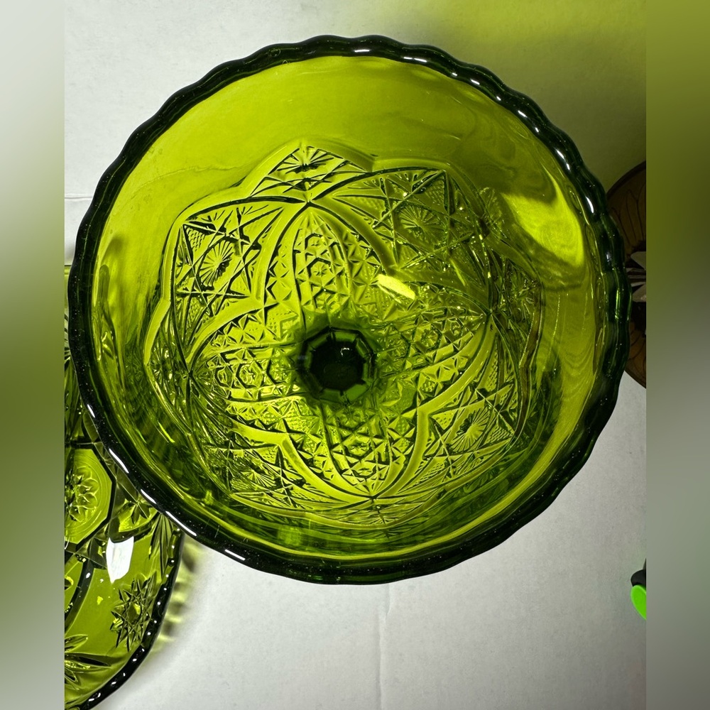 Vintage Viking Glass Compote & Star of David Anchor Hocking Oblong Divided Dish. - Picture 4 of 8